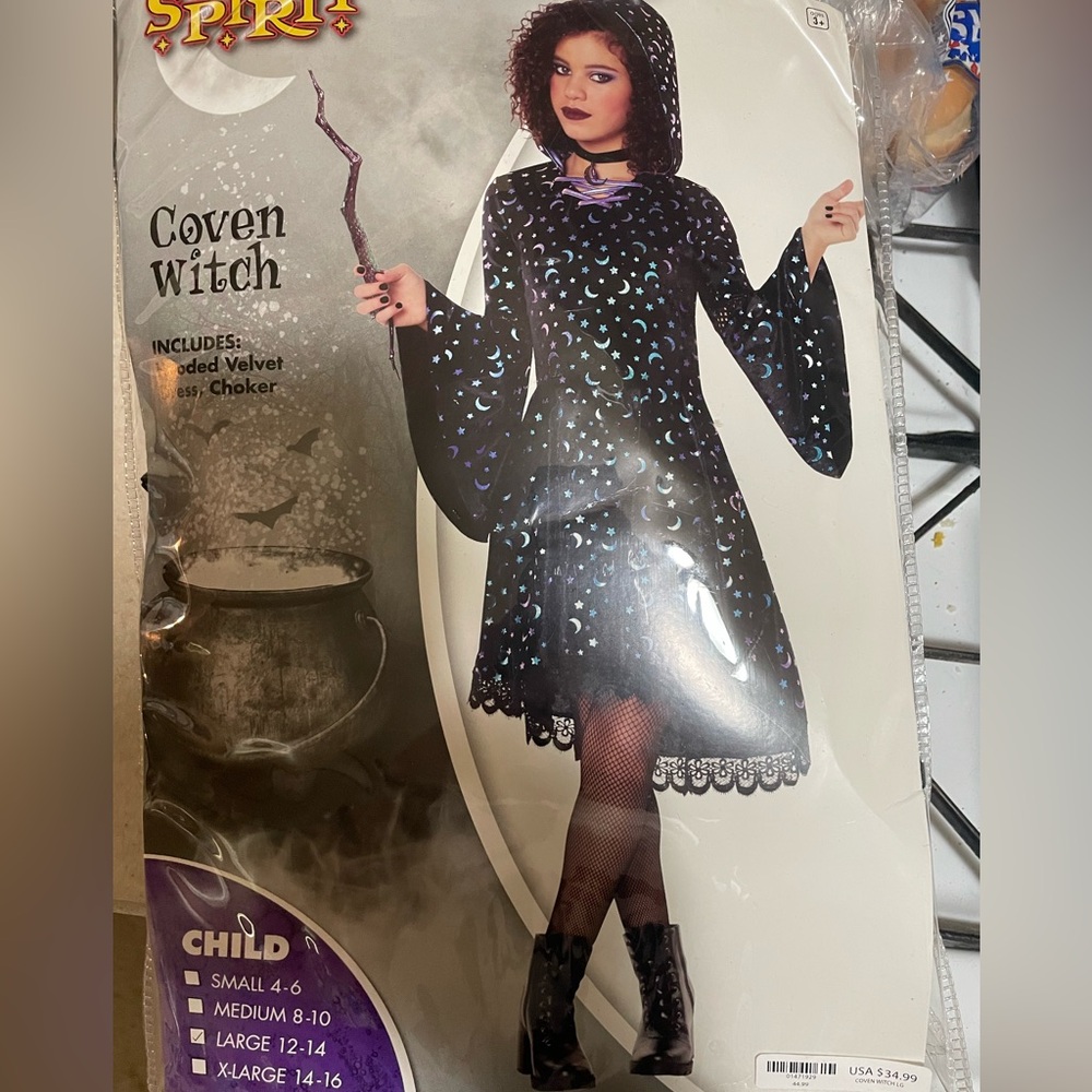 Spirit Halloween Child’s Coven Withch Costume Size Large